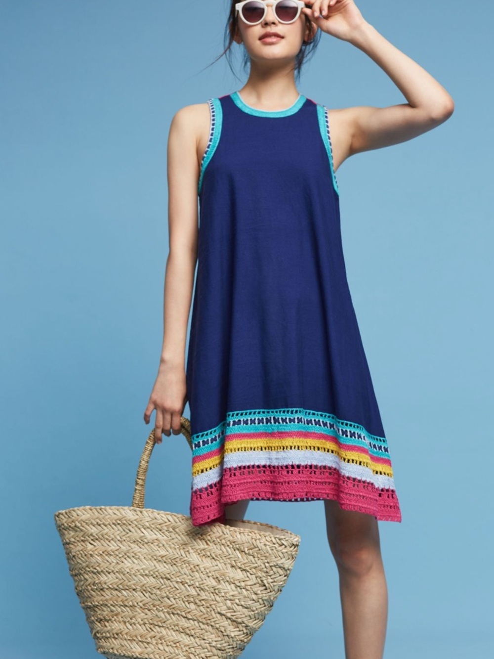 Anthropologie Akemi + Kin Crochet Trim Swing Dress Small Resort